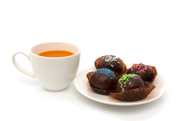Chocolate balls with tea