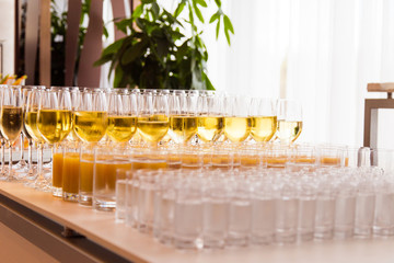 glasses with wine on the party