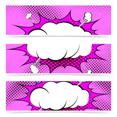 Comic book pop art style web header collection