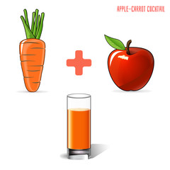 Apple carrot juice, on a gray background. Vector illustration.