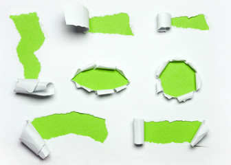 Papier Zettel Blatt zerrissen Set isoliert