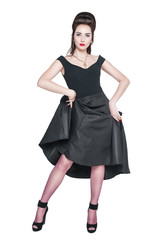 Young beautiful woman in retro pin up style posing