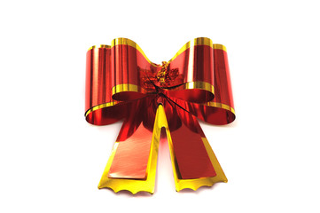 red-yellow bow foil on a white background