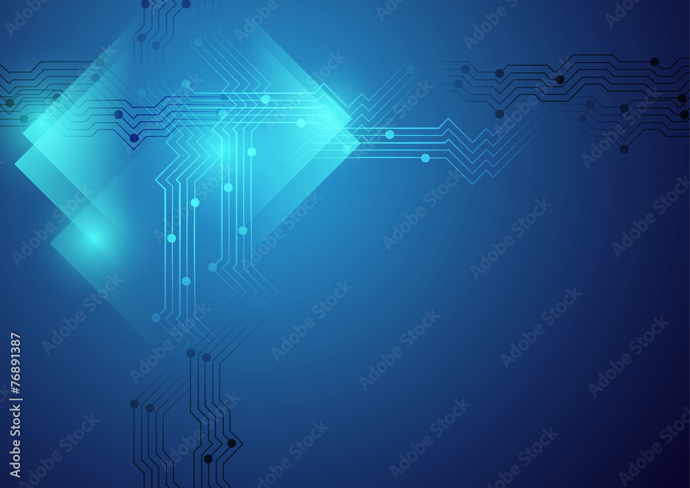 Poster abstract technology blue color vector background