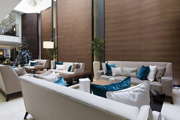 Hotel lobby cafe interior