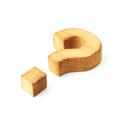 Wooden question mark isolated
