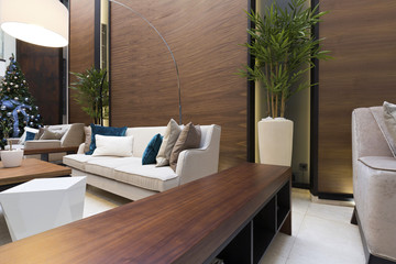 Hotel lobby cafe interior
