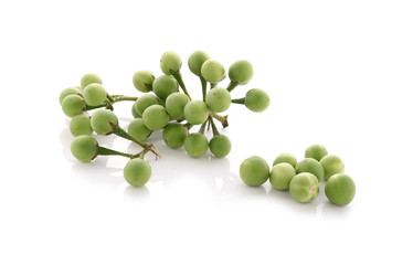 pea eggplants with stem on white background