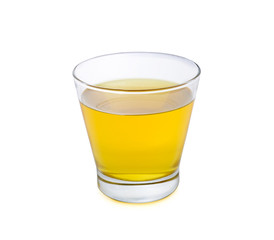 chrysanthemum tea in glass on white background