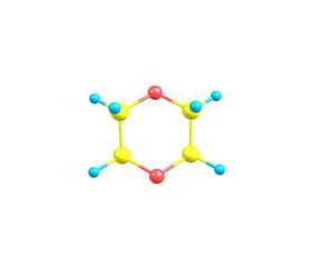Dioxane molecule isolated on white