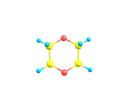 Dioxane molecule isolated on white