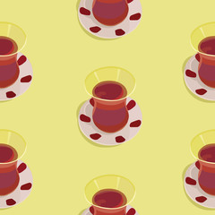 Seamless pattern with turkish tea