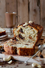 Banana cupcake with chocolate and cashew nut