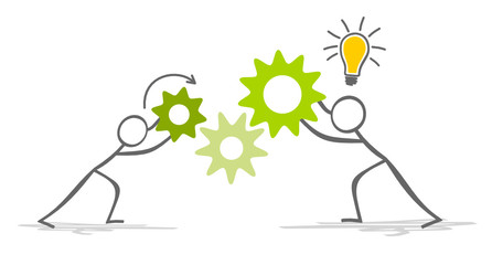 Personen mit Zahnrädern