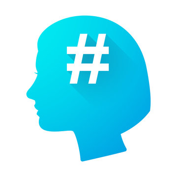 Woman head icon with a hash tag