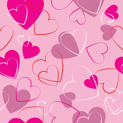 Hearts pink seamless pattern - wrapping paper