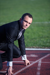 business man ready to sprint