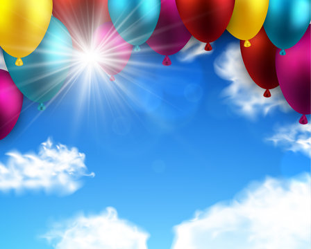 Celebrate colorful background with balloons.