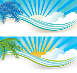 Fototapeta na wymiar Set of two Summer banners vector illustration