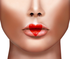 Fototapeta premium Valentines Day Heart Kiss on the Lips.