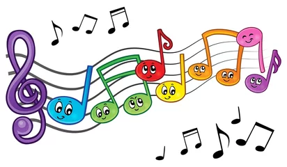 Washable wall murals For kids Cartoon music notes theme image 2