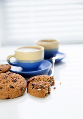 hot coffee and cookies in morning. Soft vintage colors