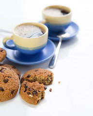 Hot coffee and cookies in morning. Soft vintage colors