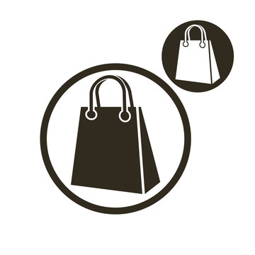 Shopping bag vector simple single color icon isolated on white b