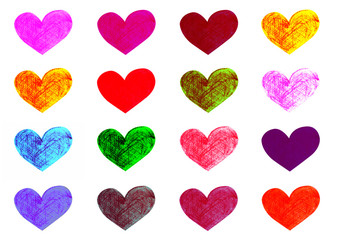 Colorful hearts set