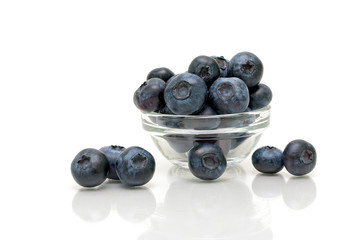 juicy ripe blueberries on a white background close-up