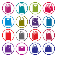 Shopping back icons isolated on white background vector set, sho