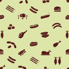meat food icons and symbols seamless pattern eps10