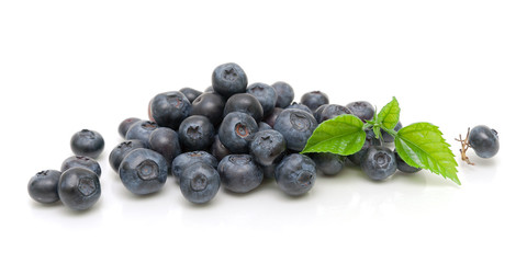 ripe blueberries isolated on white background close-up