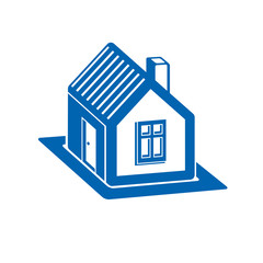 Simple mansion icon isolated on white background, abstract house