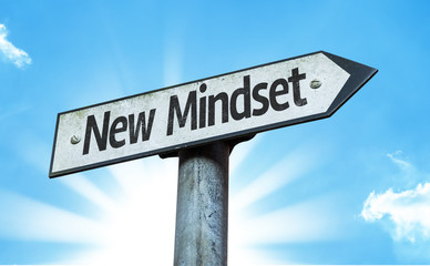 New Mindset sign with a beautiful day