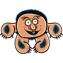 Happy cartoon monster, vector illustration.