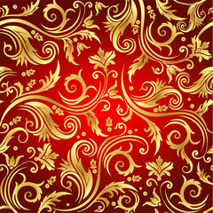 Luxury seamless golden floral wallpaper