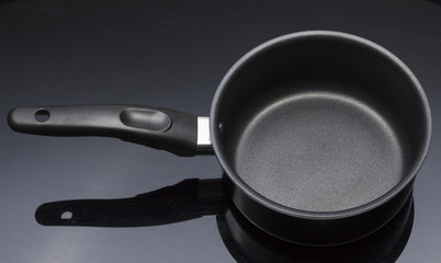 Black Handle Teflon Pot with Black background