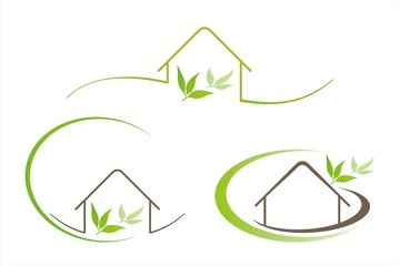 Home , architecture , icon, green business logo design