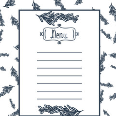 Vector stylish menu list with rosemary branch EPS10