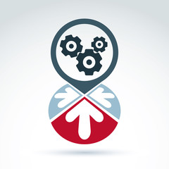 Business and cooperation icon with gears cogs and arrows, vector