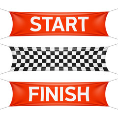 Starting and finishing lines, checkered banners