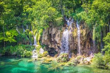 Naklejka premium Waterfall, Plitvice Lakes NP, Croatia