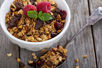 Chocolate granola for breakfast