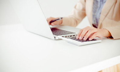 woman hand with business report