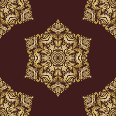 Damask Seamless Vector Pattern. Orient Golden Background