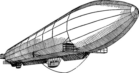 Naklejka premium Vintage graphic airship dirigible