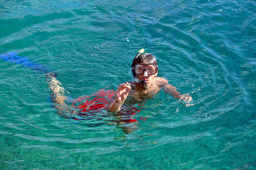 Man snorkeling at Phi Phi Island, Phuket, Thailand