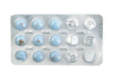 Pills in a blister pack isolated on white