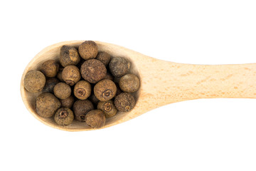 Grains of pepper in a spoon